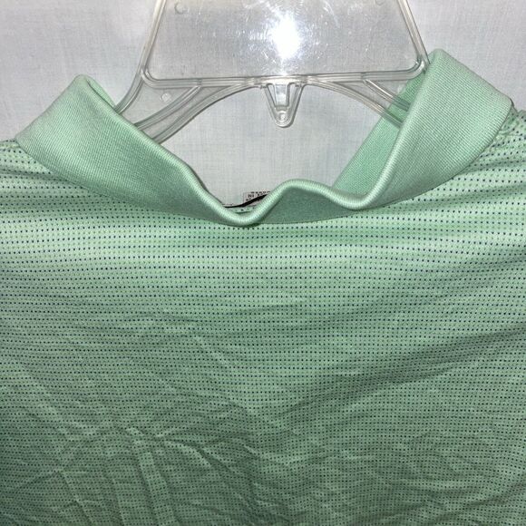 Peter Millar Mens Polo Golf Shirt Size Medium Green Striped Short Sleeve Button - Picture 9 of 12